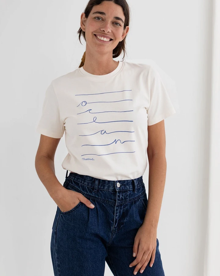 TWOTHIRDS Damen vegan T-Shirt Alcudia Waves Weiß
