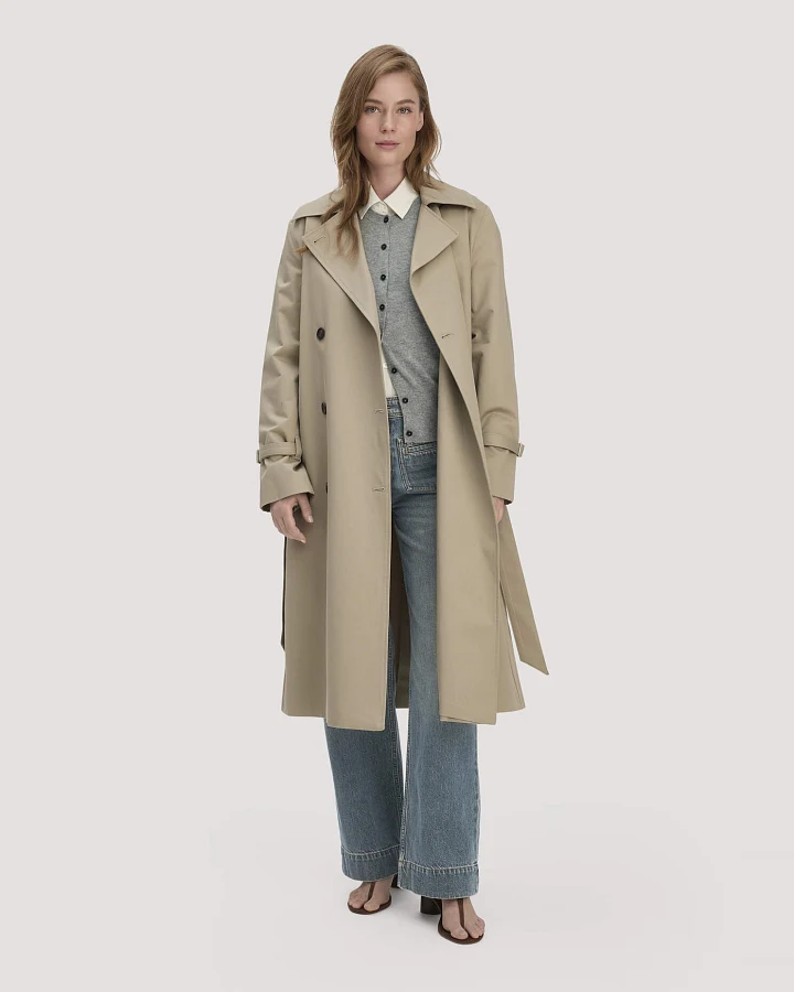 hessnatur Damen Trenchcoat Relaxed NATURE SHELL aus Bio-Baumwolle - beige - Größe 38