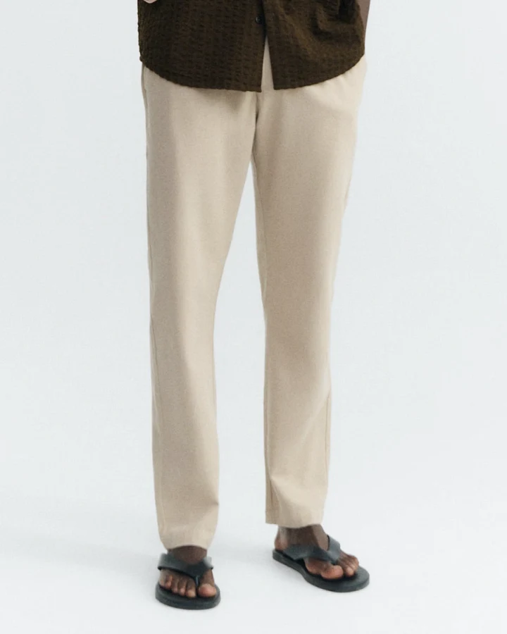 Thinking MU Herren vegan Hose Mit Geradem Bein Travel Light Beige