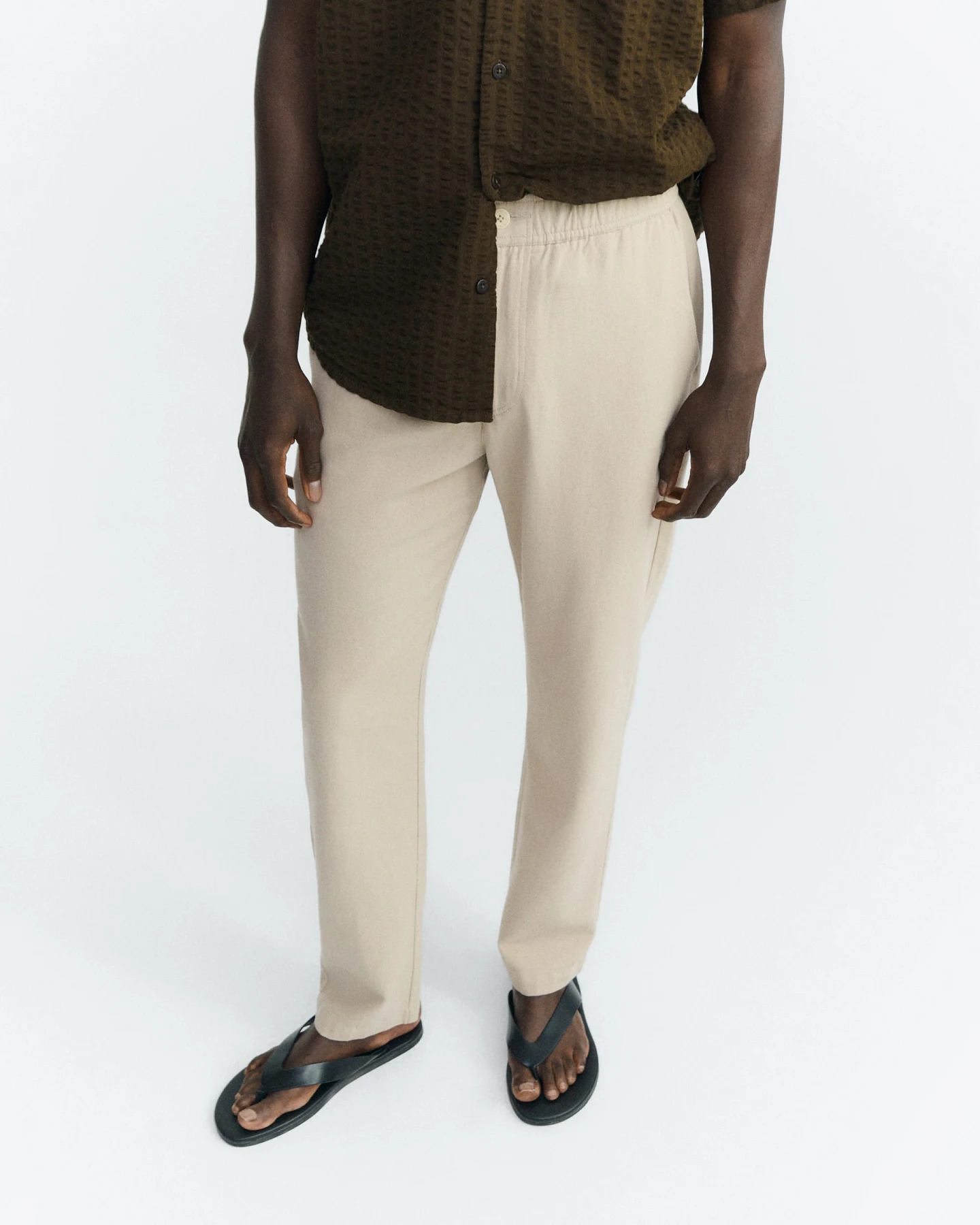 Thinking MU Herren vegan Hose Mit Geradem Bein Travel Light Beige – Ansicht 2