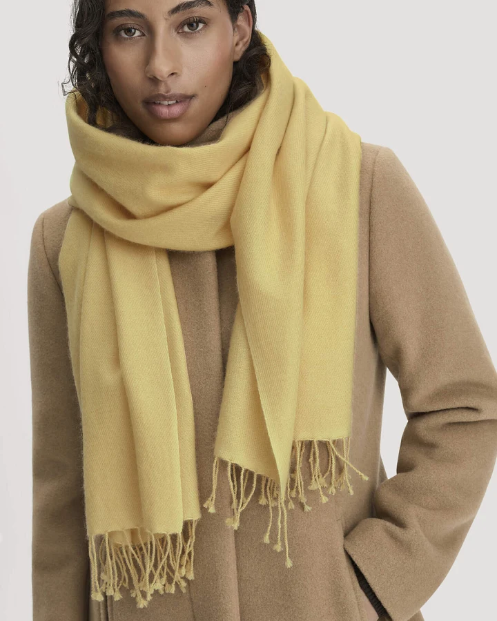 hessnatur Damen Schal aus Cashmere mit Schurwolle - gelb - Größe 60x200 cm