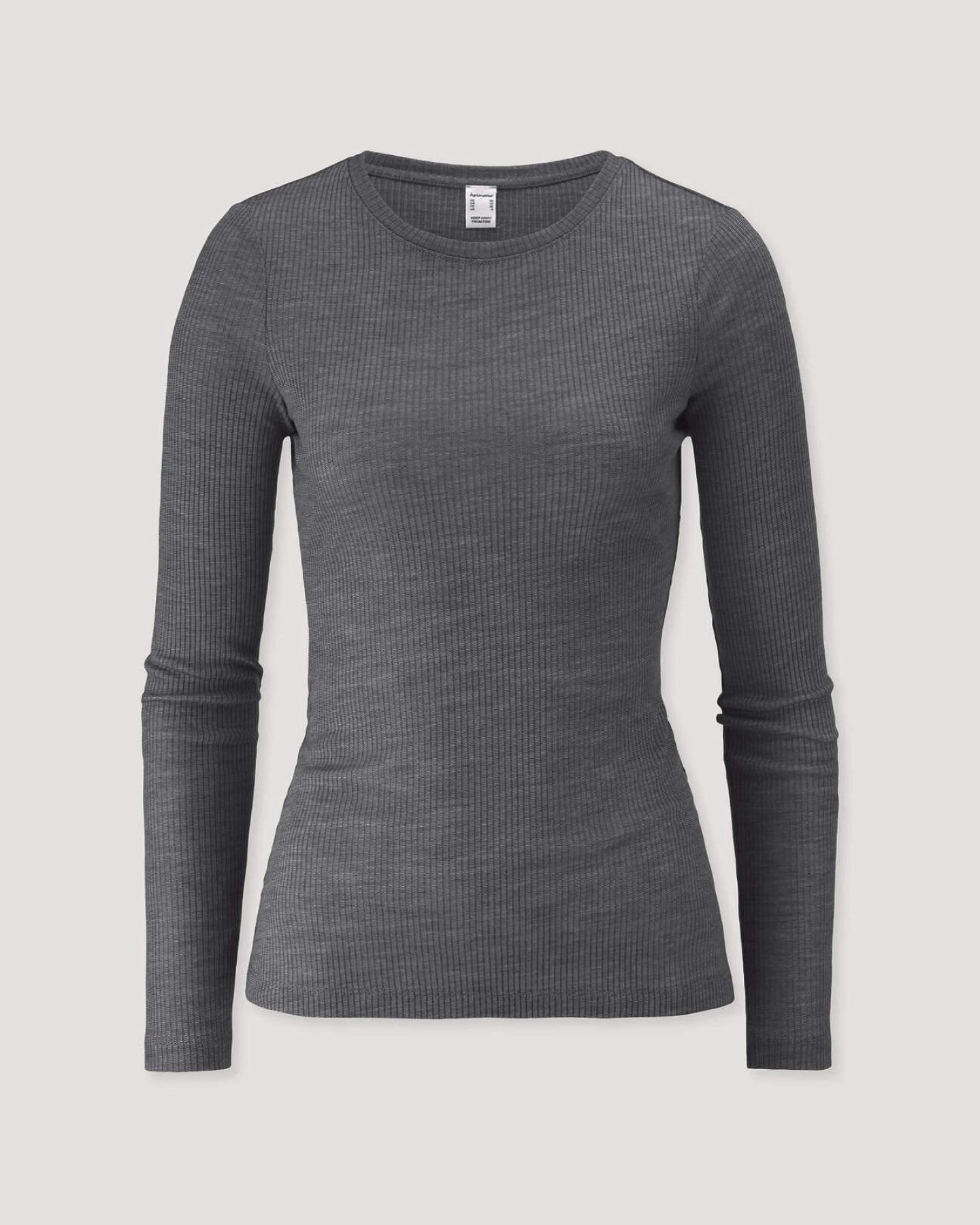 hessnatur Damen Longsleeve WARM TOUCH aus Bio-Schurwolle und TENCEL™ Lyocell - grau - Größe 46 – Ansicht 3