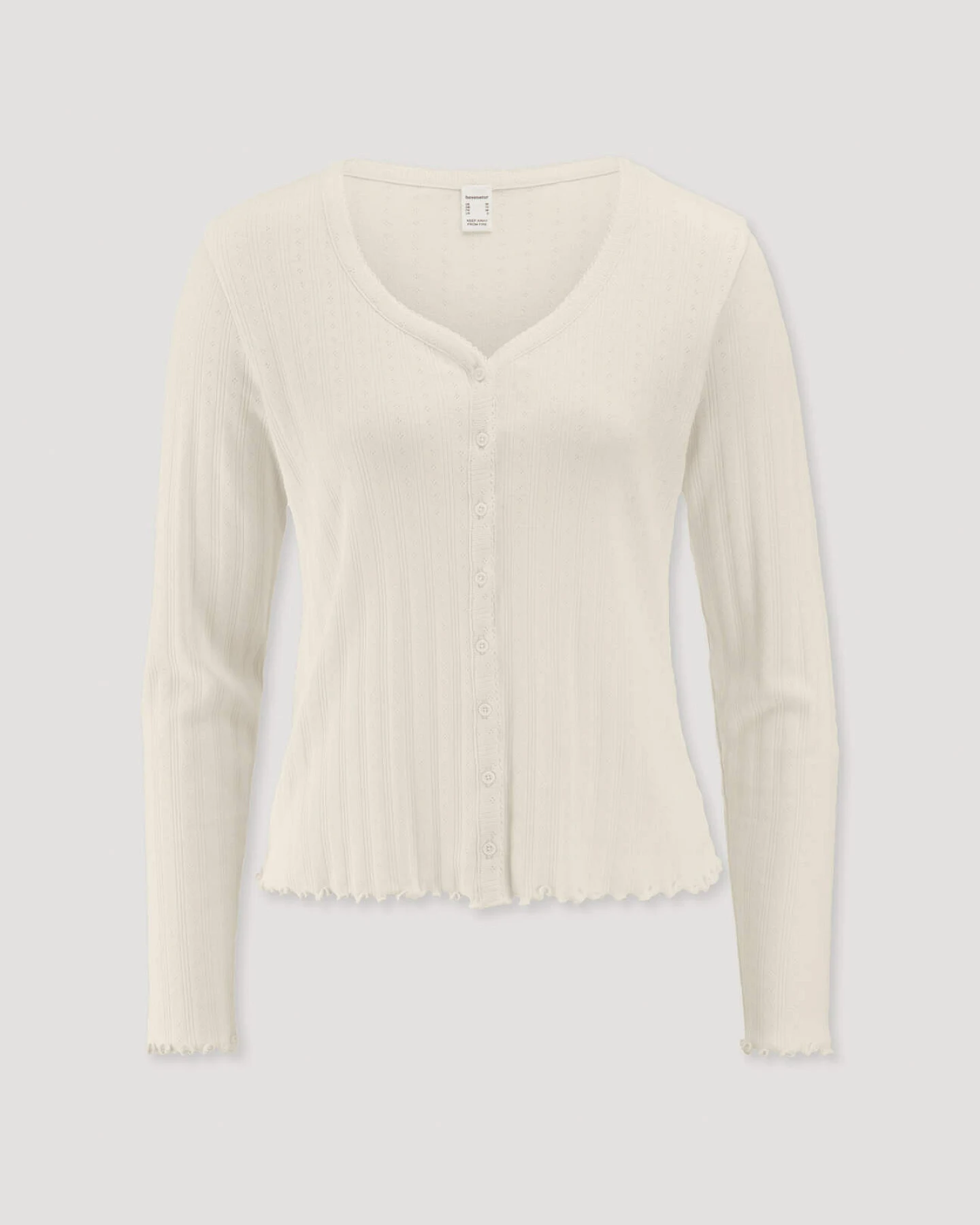 hessnatur Damen Pointelle Cardigan PURE COTTON aus Bio-Baumwolle - natur - Größe 46 – Ansicht 3