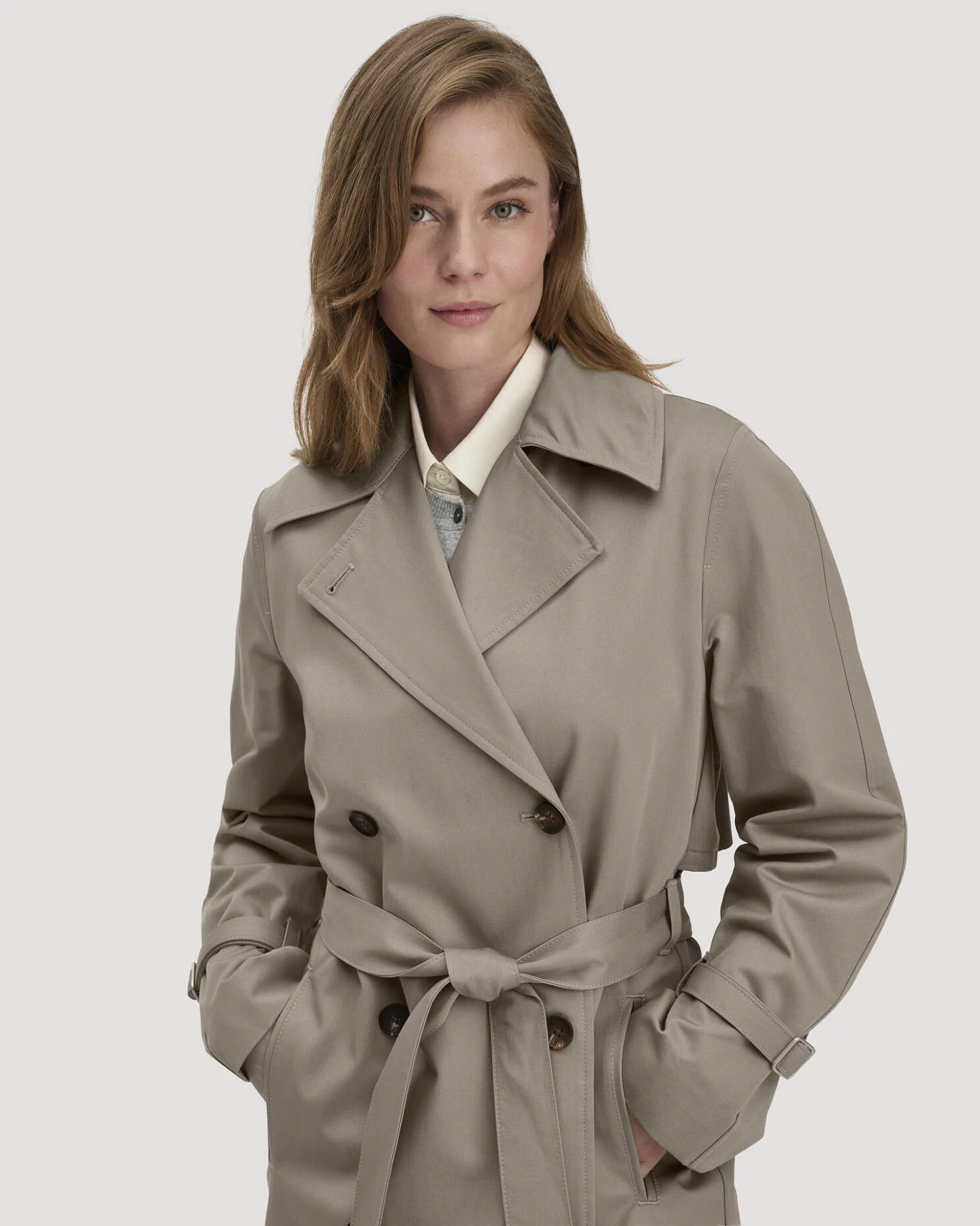 hessnatur Damen Trenchcoat Relaxed NATURE SHELL aus Bio-Baumwolle - beige - Größe 46 – Ansicht 3
