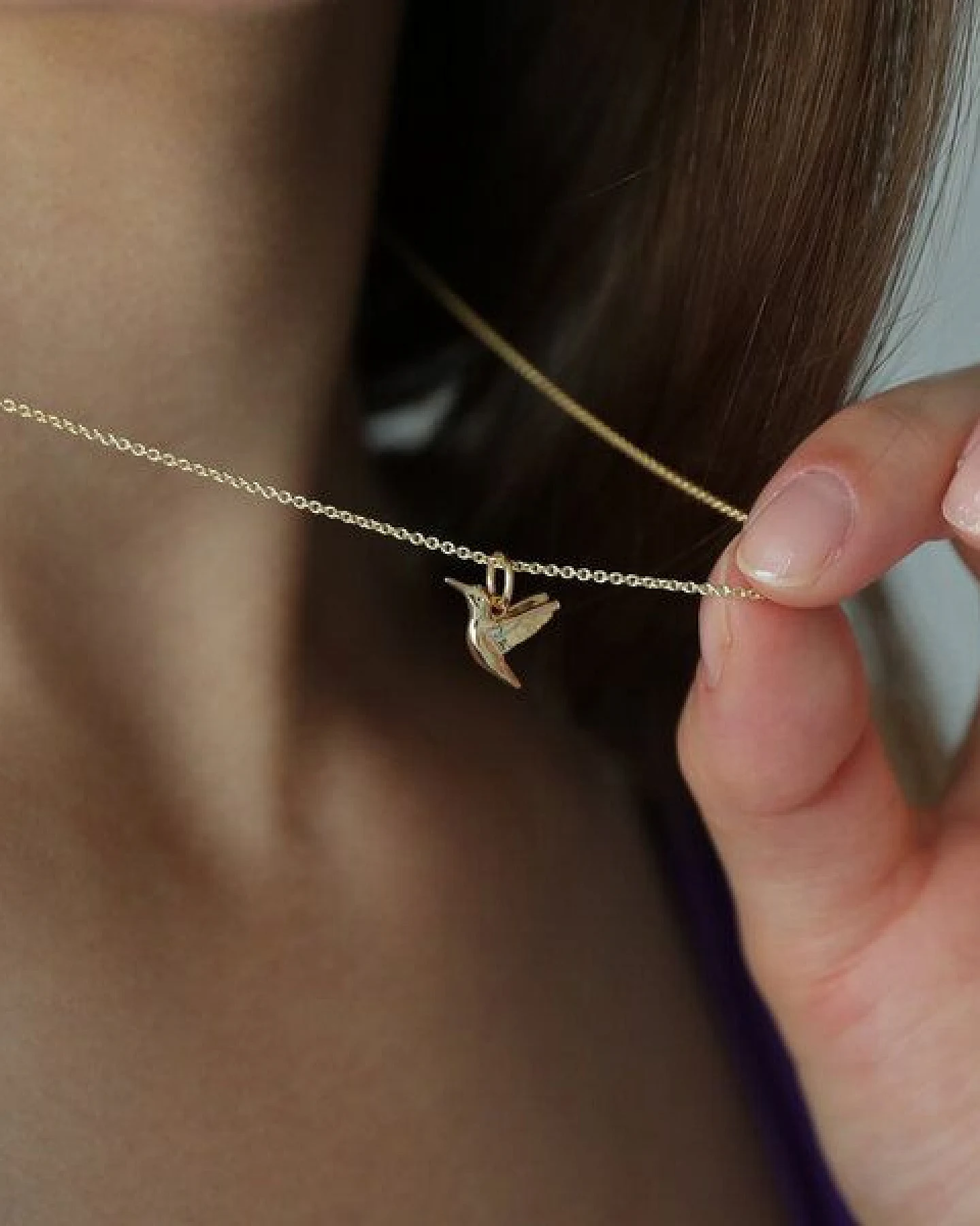 BELLYBIRD Jewellery Halskette - kleiner Kolibri, 925 Sterlingsilber, vergoldet – Ansicht 3