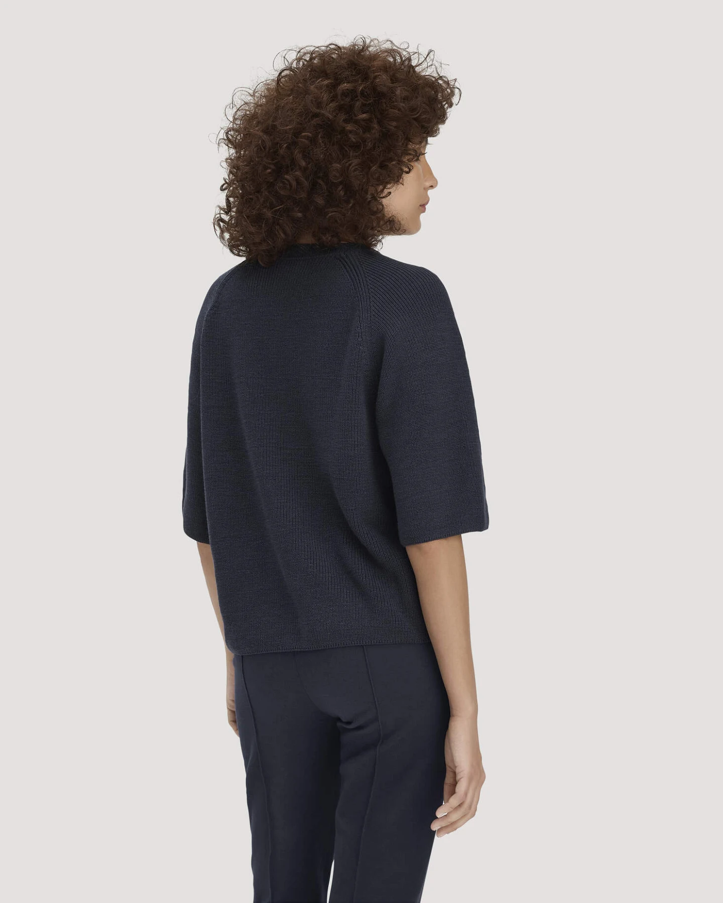 hessnatur Damen Strick Pullover Relaxed aus Bio-Baumwolle - blau - Größe M – Ansicht 3
