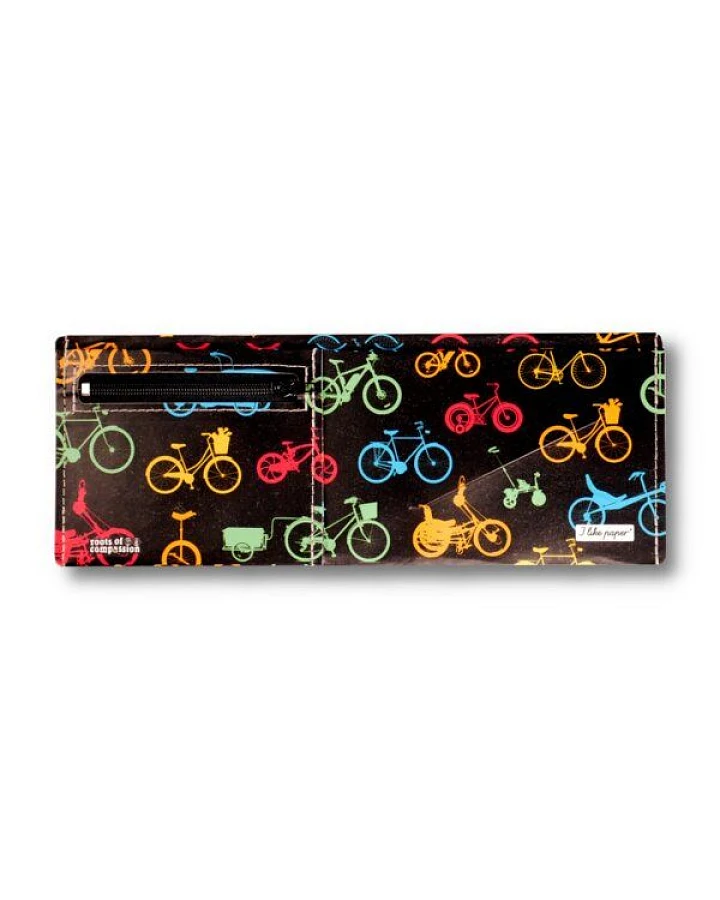 roots of compassion Portemonnaie vegan mit Fahrrad-Design - Wallet aus Tyvek, Geldbörse lederfrei