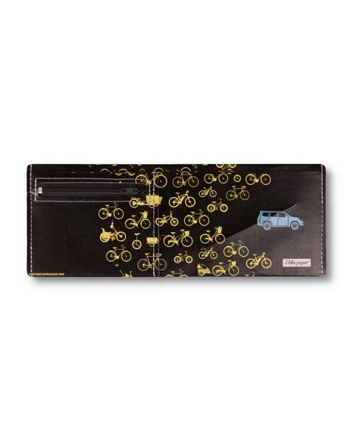 roots of compassion Portemonnaie vegan mit Fahrrad-Design - Wallet aus Tyvek, Geldbörse lederfrei, Fahrräder, critical mass