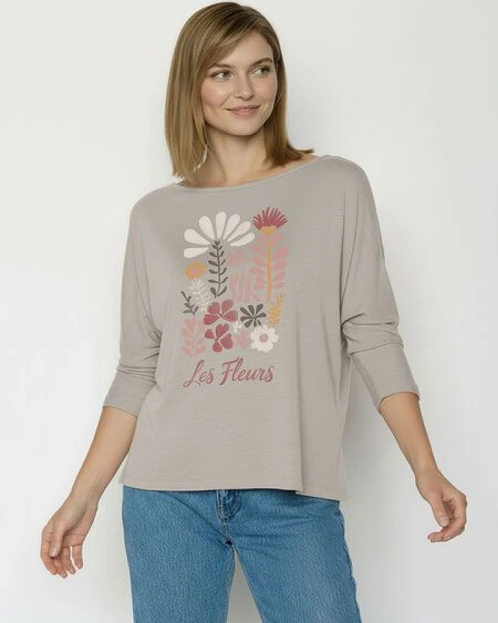GREENBOMB Les Fleurs Simper - Gemütliches Longsleeve aus Viskose (LENZING ECOVERO) Mix / hochwertiger Print / Fair & Vegan