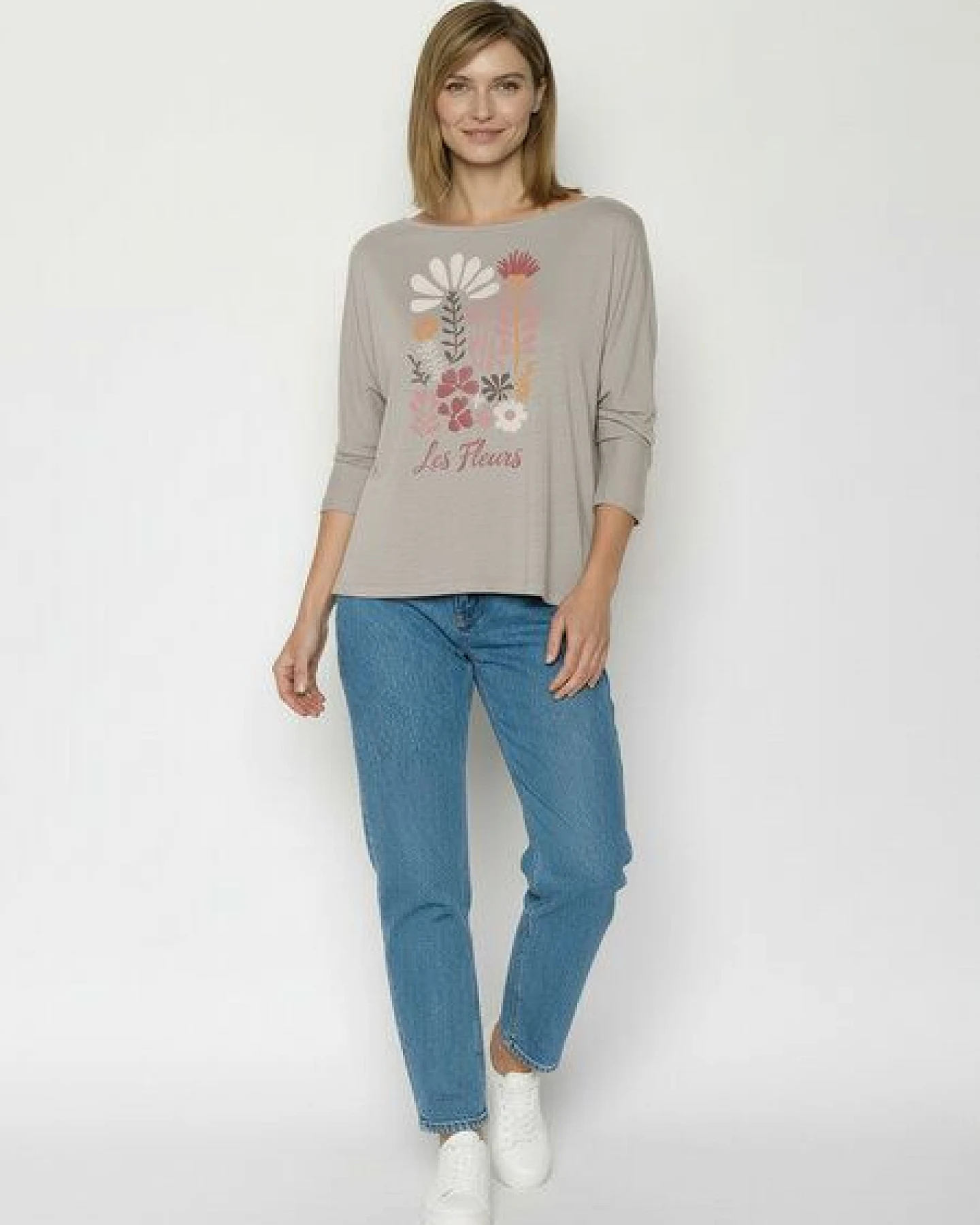 GREENBOMB Les Fleurs Simper - Gemütliches Longsleeve aus Viskose (LENZING ECOVERO) Mix / hochwertiger Print / Fair & Vegan – Ansicht 3