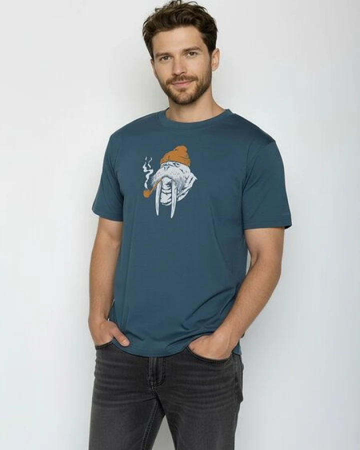 GREENBOMB Smokey Walrus Fusion - Lässiges Oversize-T-Shirt aus Bio-Baumwolle / hochwertiger Print / GOTS / Fair & Vegan