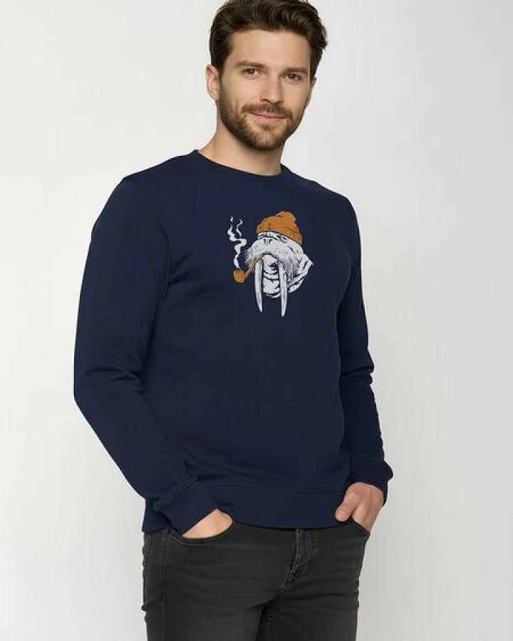 GREENBOMB Smokey Walrus Wild - Gemütliches Sweatshirt aus Bio-Baumwolle / hochwertiger Print / GOTS / Fair & Vegan