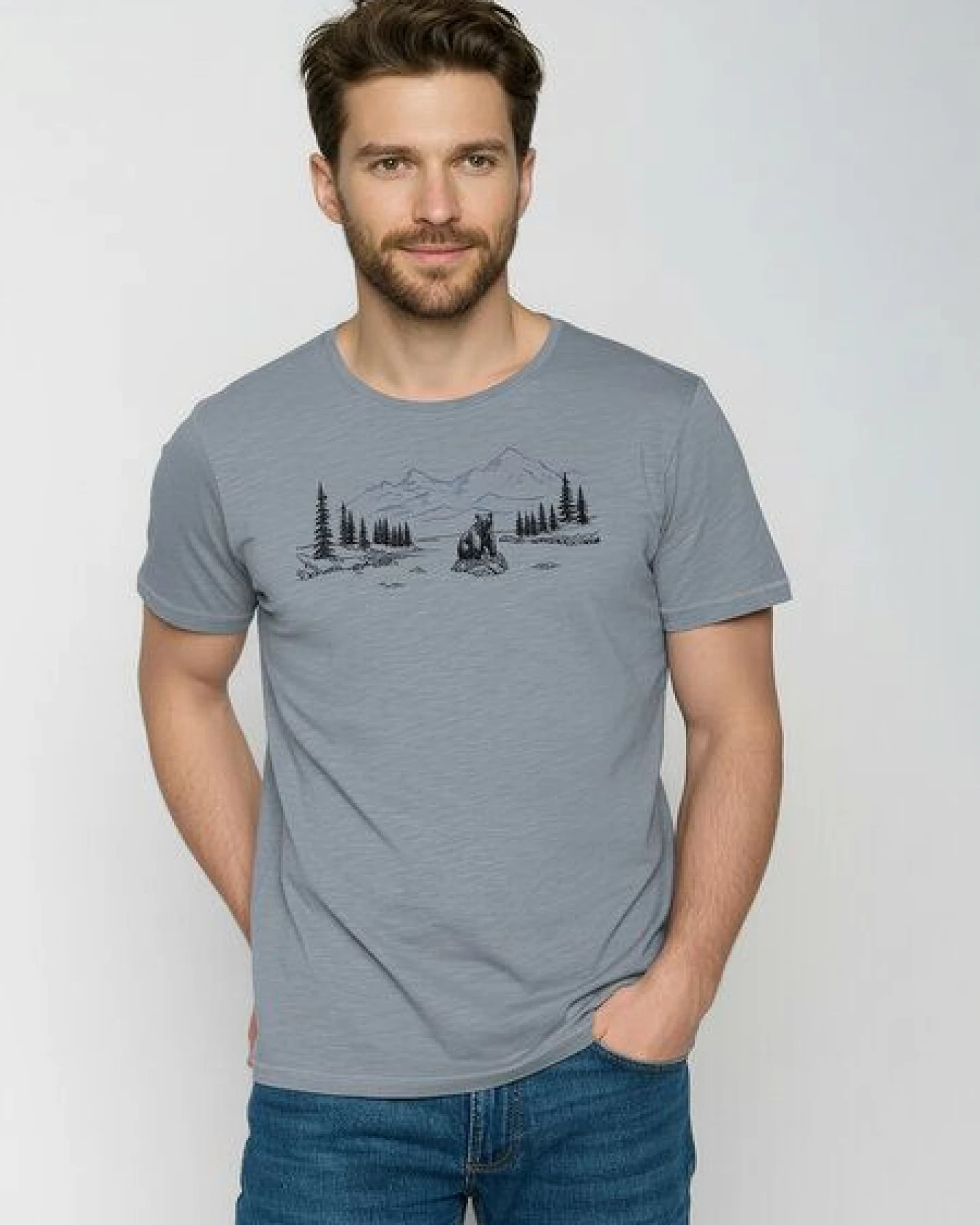 GREENBOMB Bear River Spice - Sportliches T-Shirt aus Bio-Baumwolle / hochwertiger Print / GOTS / Fair & Vegan – Ansicht 2