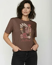 Produktseite: GREENBOMB Les Fleurs Nova - Kastiges T-Shirt aus Bio-Baumwolle / hochwertiger Print / GOTS / Fair & Vegan