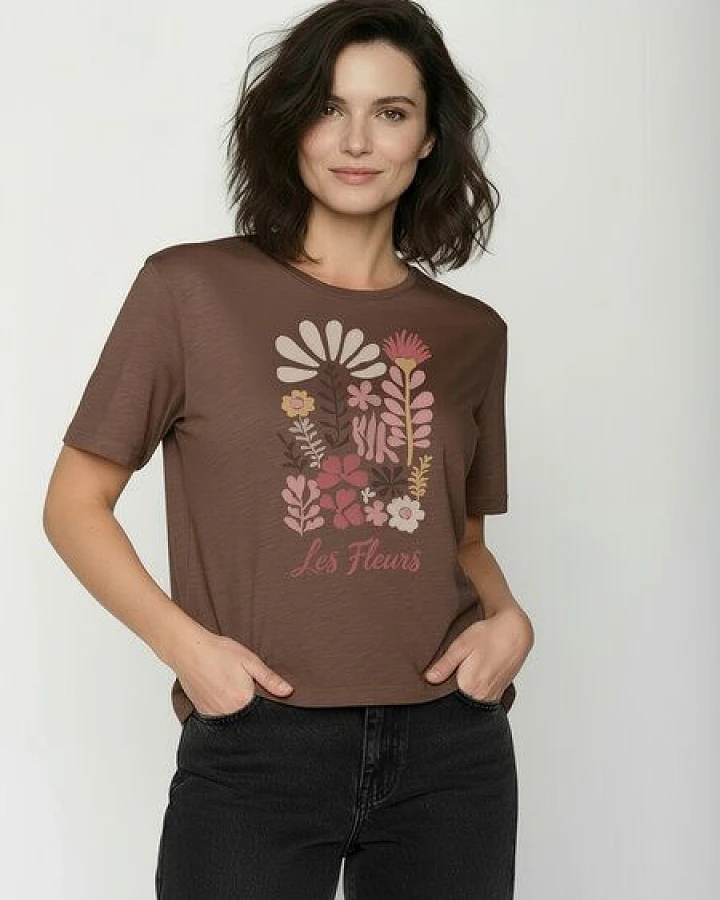 Produktseite: GREENBOMB Les Fleurs Nova - Kastiges T-Shirt aus Bio-Baumwolle / hochwertiger Print / GOTS / Fair & Vegan