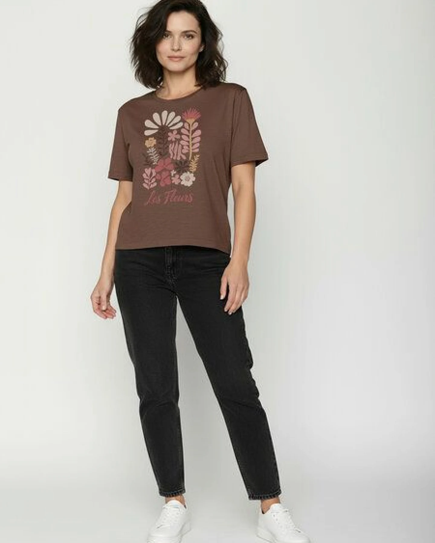 GREENBOMB Les Fleurs Nova - Kastiges T-Shirt aus Bio-Baumwolle / hochwertiger Print / GOTS / Fair & Vegan – Ansicht 3
