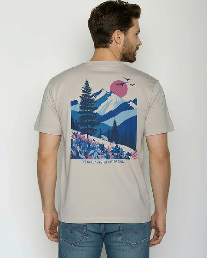 GREENBOMB Mountain Bloom Fusion - Lässiges Oversize-T-Shirt aus Bio-Baumwolle / hochwertiger Print / GOTS / Fair & Vegan