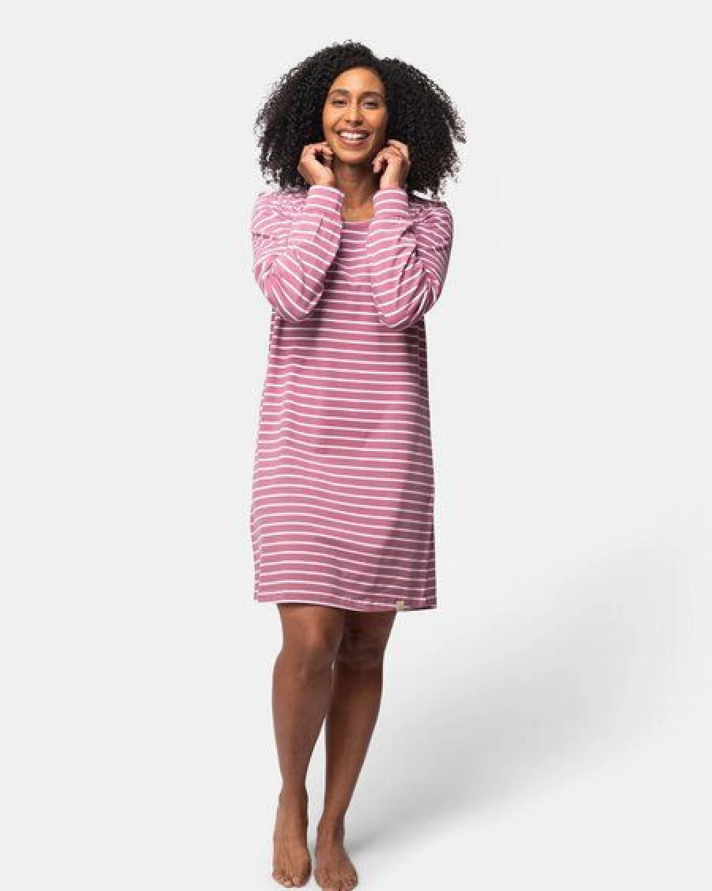 greenjama Damen Sleepshirt Ringel, GOTS-zertifiziert – Ansicht 2