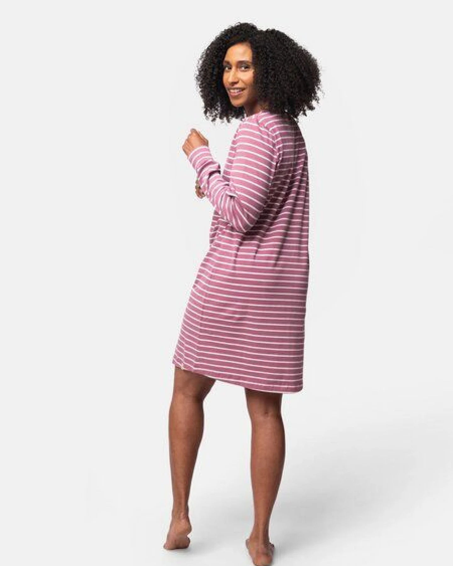 greenjama Damen Sleepshirt Ringel, GOTS-zertifiziert – Ansicht 3