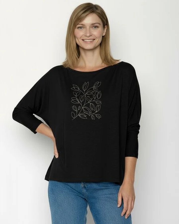 GREENBOMB Leafline Simper - Gemütliches Longsleeve aus Viskose (LENZING ECOVERO) Mix / hochwertiger Print / Fair & Vegan