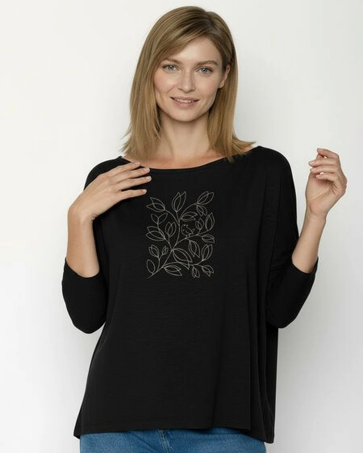 GREENBOMB Leafline Simper - Gemütliches Longsleeve aus Viskose (LENZING ECOVERO) Mix / hochwertiger Print / Fair & Vegan – Ansicht 2