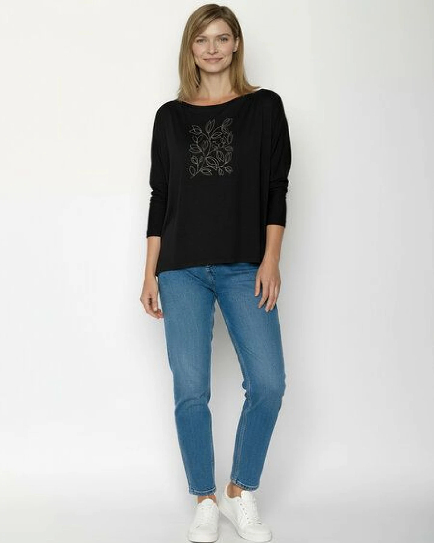 GREENBOMB Leafline Simper - Gemütliches Longsleeve aus Viskose (LENZING ECOVERO) Mix / hochwertiger Print / Fair & Vegan – Ansicht 3