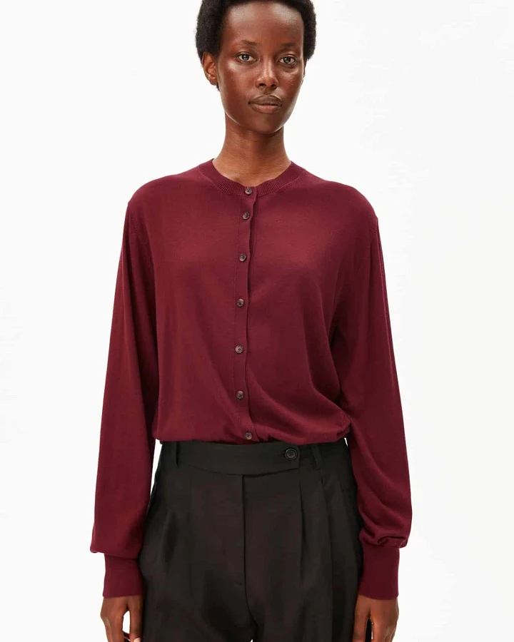 ARMEDANGELS Damen vegan Cardigan Fine Knit Rot