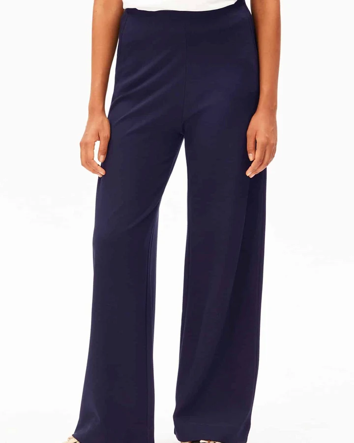 ARMEDANGELS Damen vegan Hose Basic Jersey Weit Geschnitten Blau