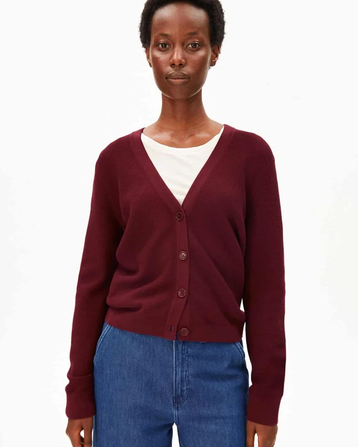 ARMEDANGELS Damen vegan Strickjacke Mental Links Rot