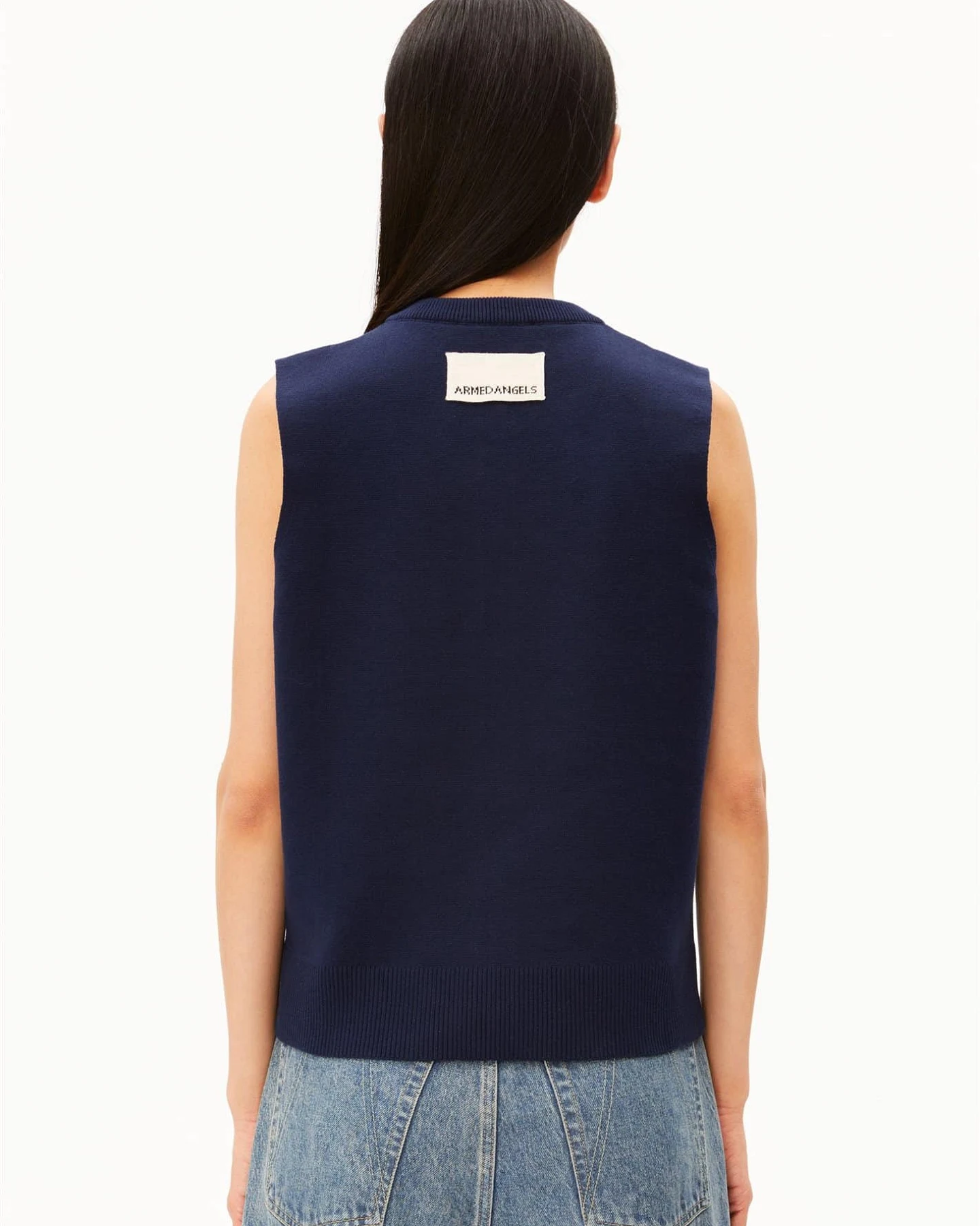 ARMEDANGELS Damen vegan Strickjacke Compact Crew Blau – Ansicht 2