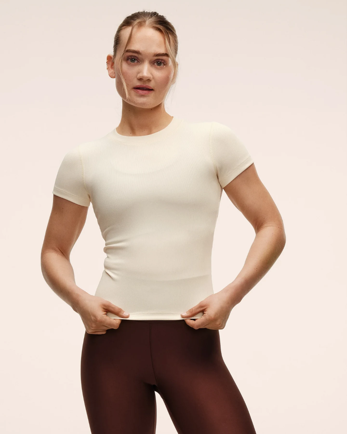 Casall Casall Defined Rib Tee - Cream L – Ansicht 3