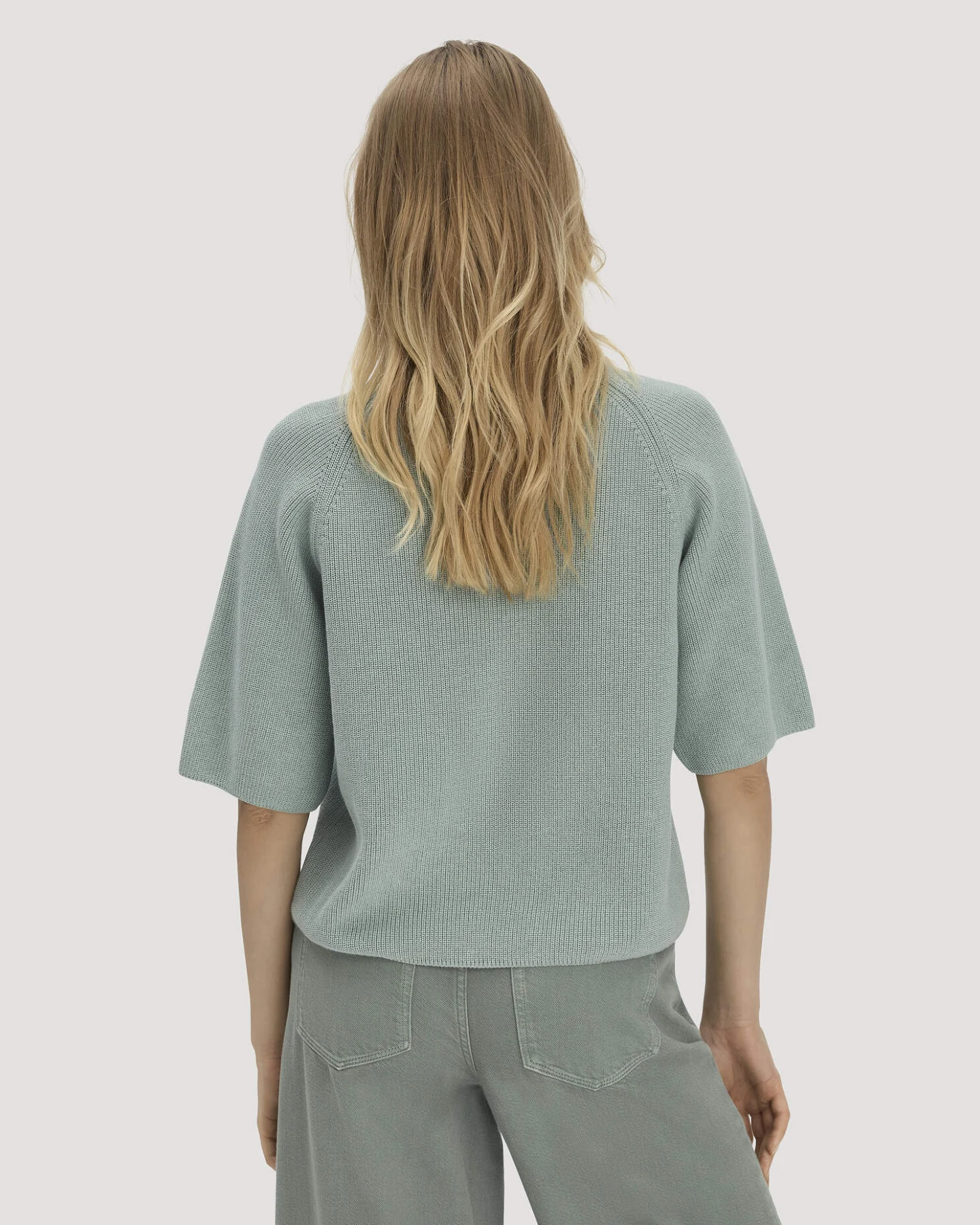hessnatur Damen Strick Pullover Relaxed aus Bio-Baumwolle - grün - Größe XS – Ansicht 3