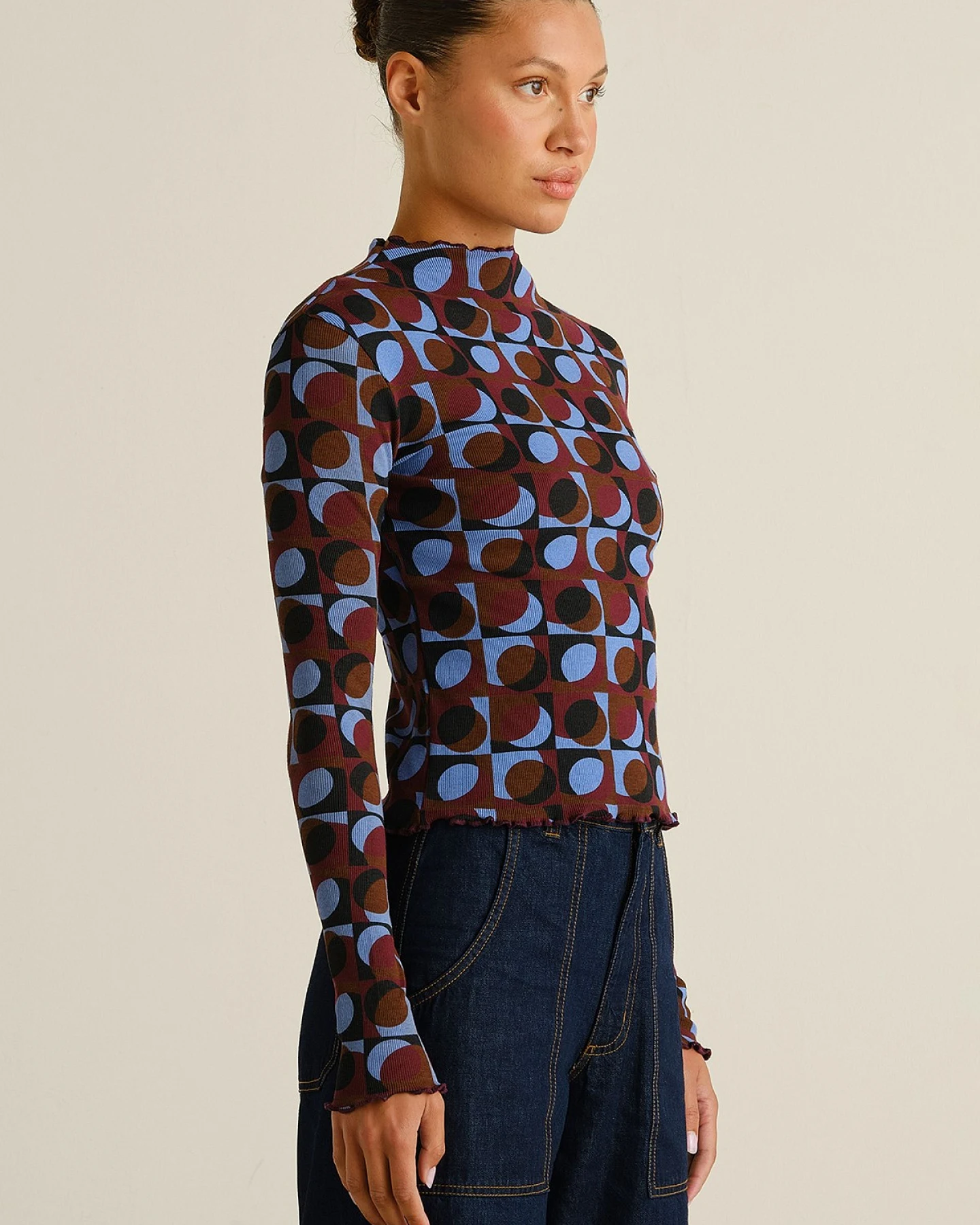 Longsleeve Ryd Retro Geo Braun – Ansicht 2