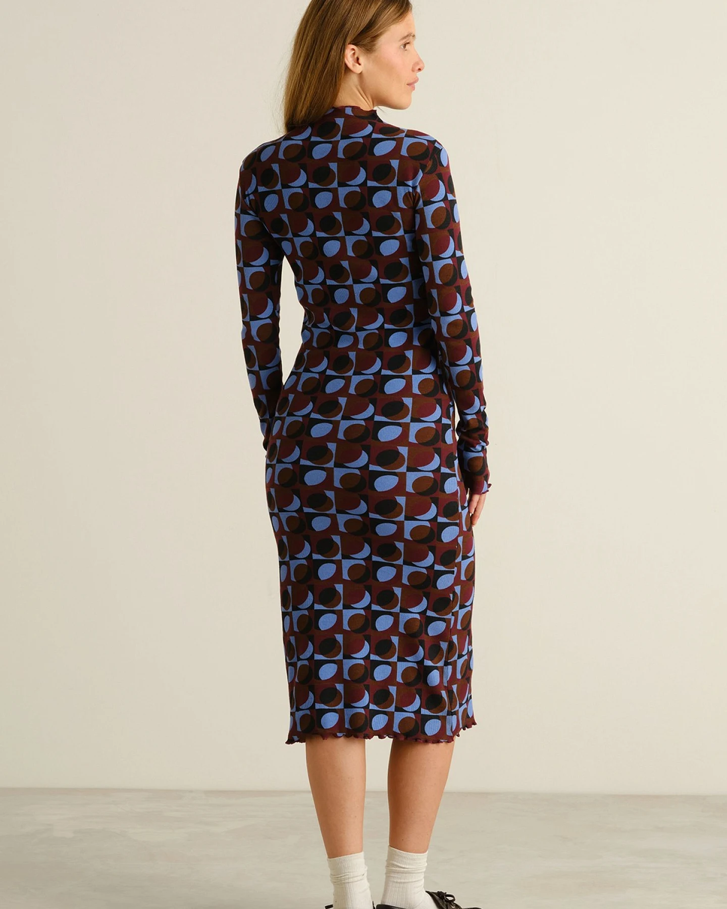Kleid Lofta Retro Geo Braun – Ansicht 3