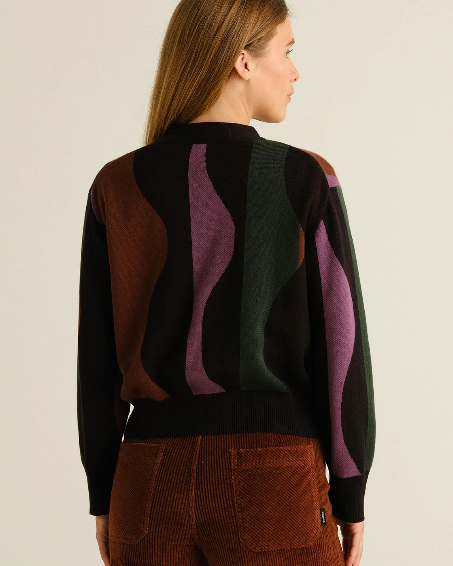 Cardigan Kanan Wavy Stripe Schwarz – Ansicht 3