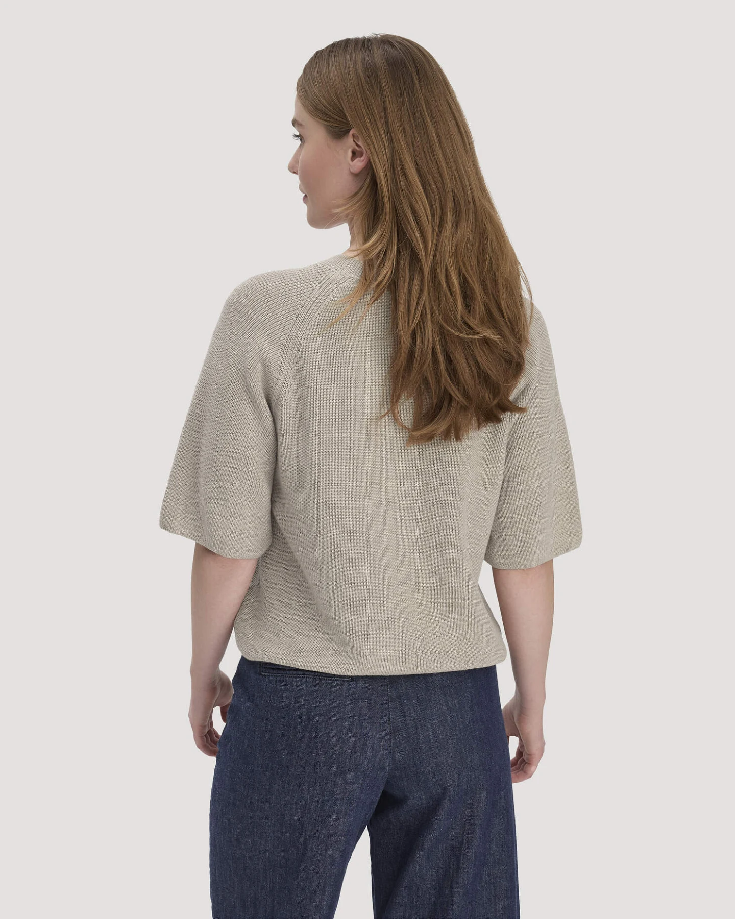 hessnatur Damen Strick Pullover Relaxed aus Bio-Baumwolle - beige - Größe L – Ansicht 3