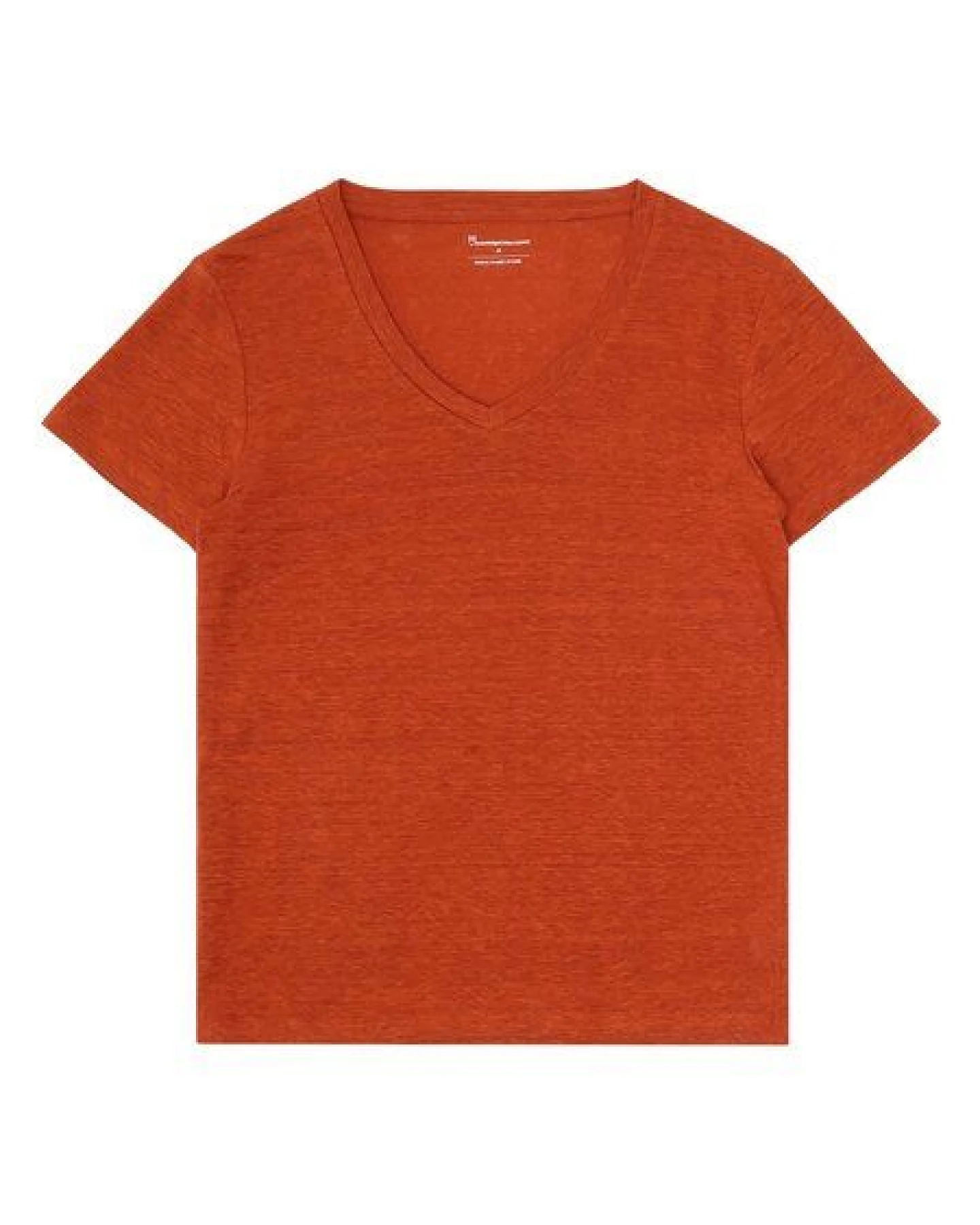 KnowledgeCotton Apparel T-Shirt mit V-Ausschnitt aus Bio-Leinen – Ansicht 2