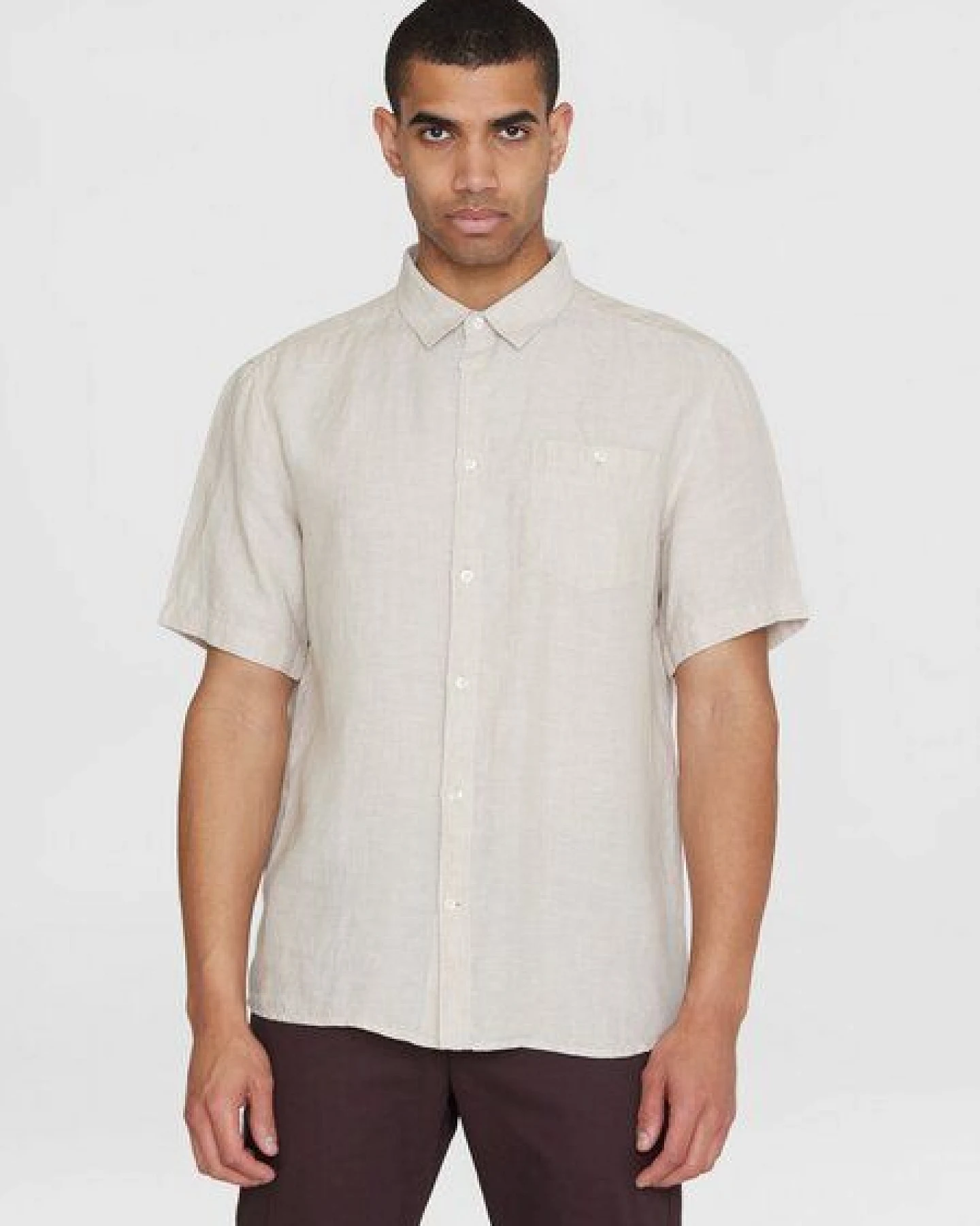 KnowledgeCotton Apparel Regular Leinen-Shirt mit kurzen Ärmeln Hemd - GOTS/Vegan – Ansicht 2