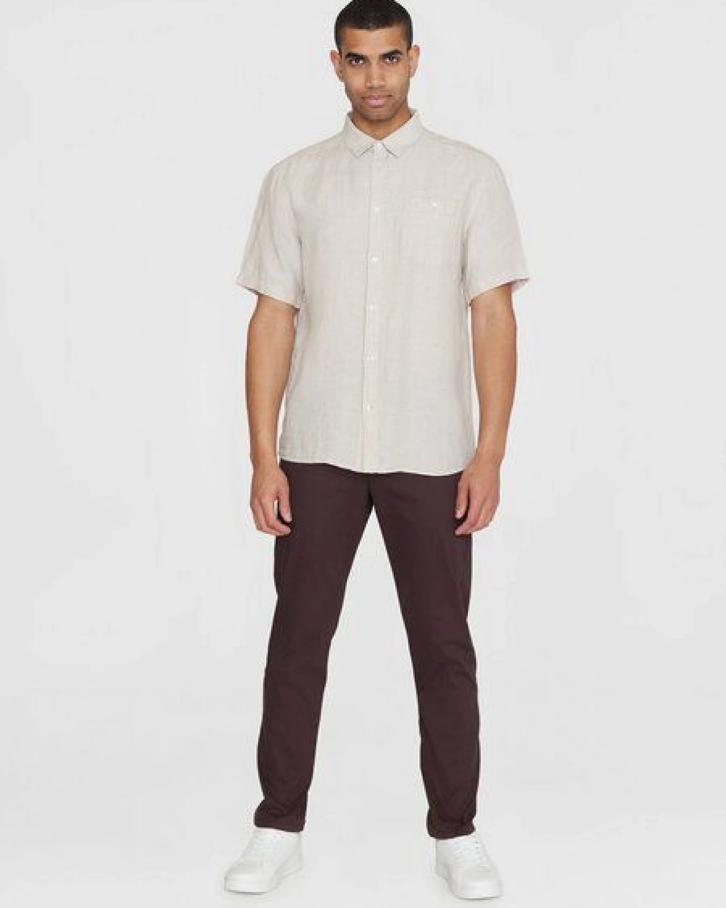 KnowledgeCotton Apparel Regular Leinen-Shirt mit kurzen Ärmeln Hemd - GOTS/Vegan – Ansicht 4