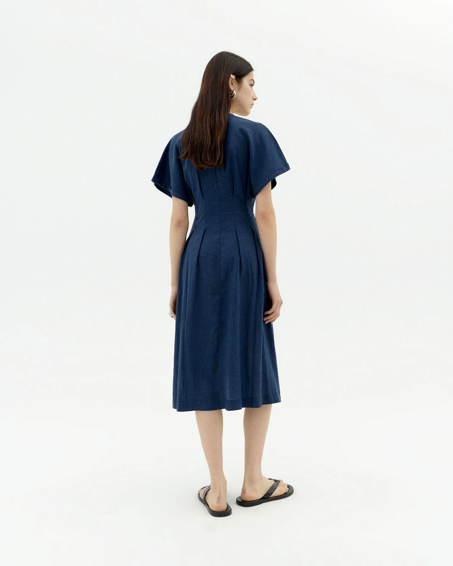 Thinking MU Damen vegan Kleid Fitted Waist Laura Marineblau – Ansicht 2