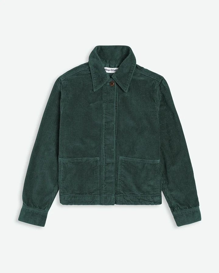 Kings of Indigo Damen vegan Jacke Ota Cord Dunkelgrün