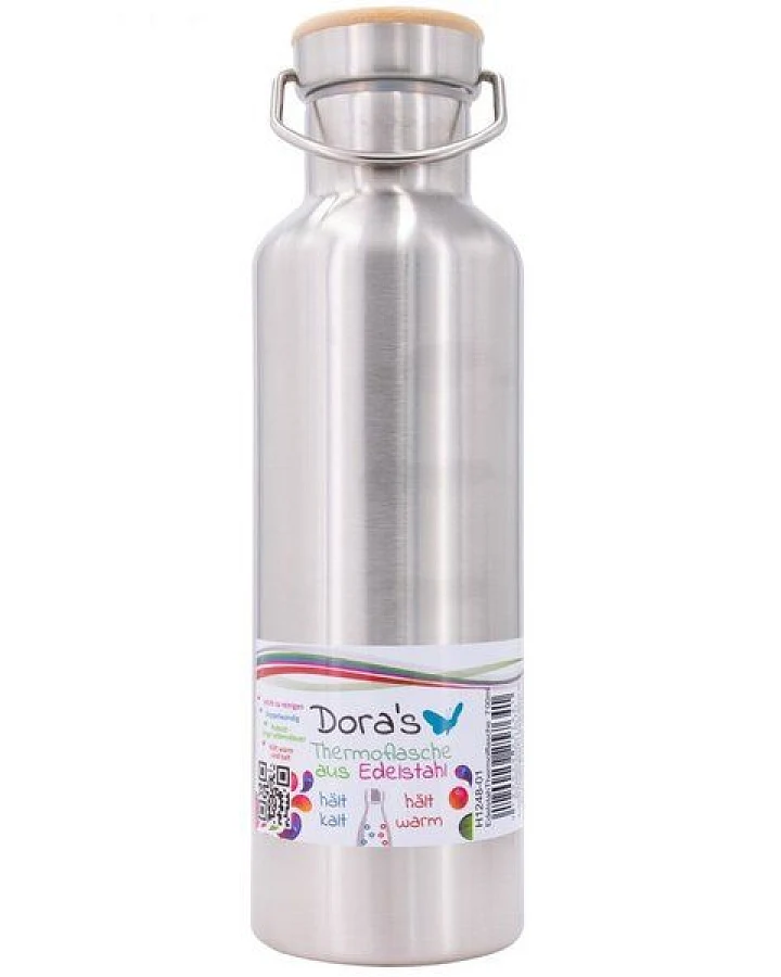 Dora's Dora’s Retro-Thermosflasche "Stahl" (700ml) – Doppelwandiger Edelstahl