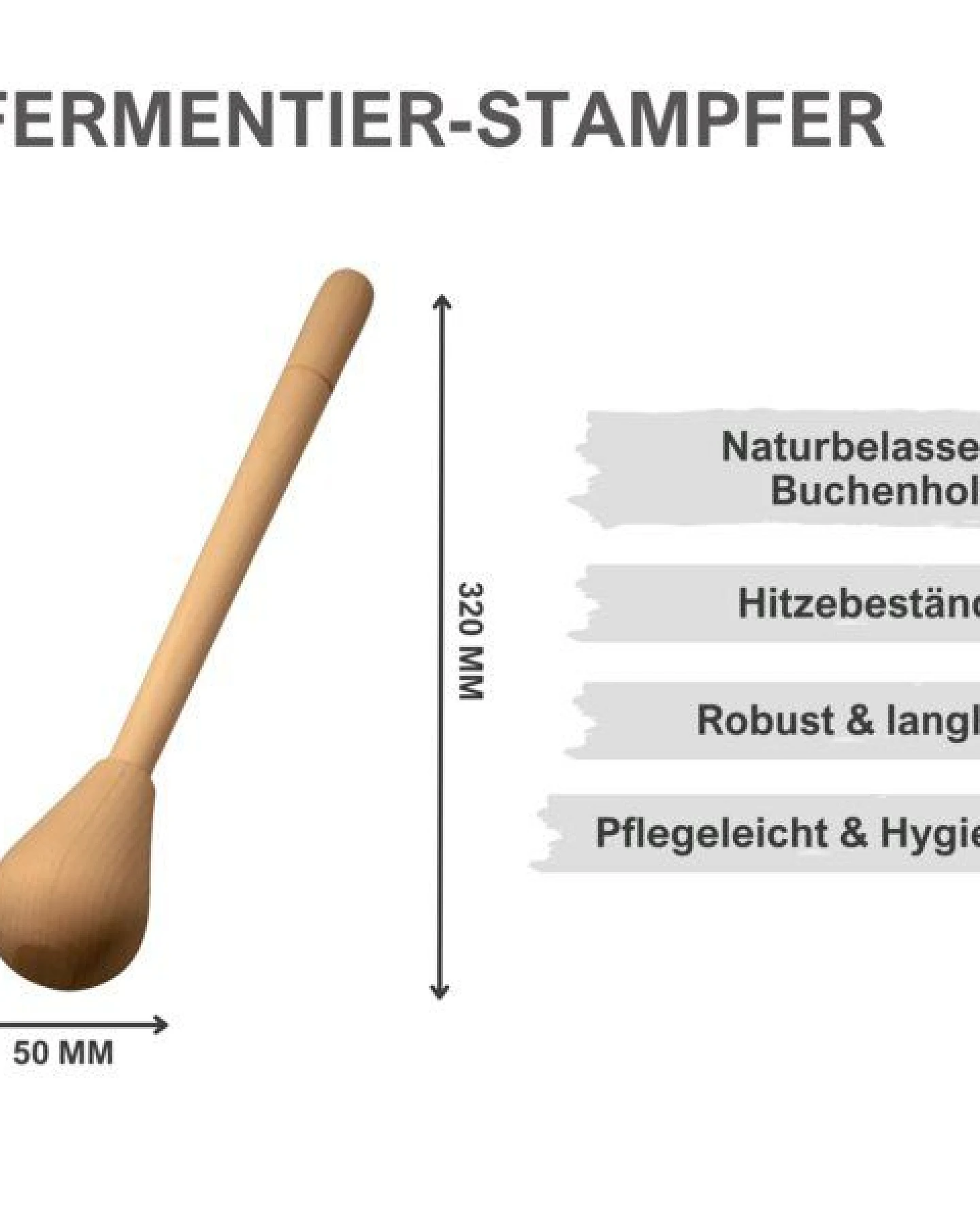 mikken Fermentier Starter Set - Große Einmachgläser 2,65 Liter mit Fermentier Gitter, Holzstampfer und Deckel – Ansicht 4