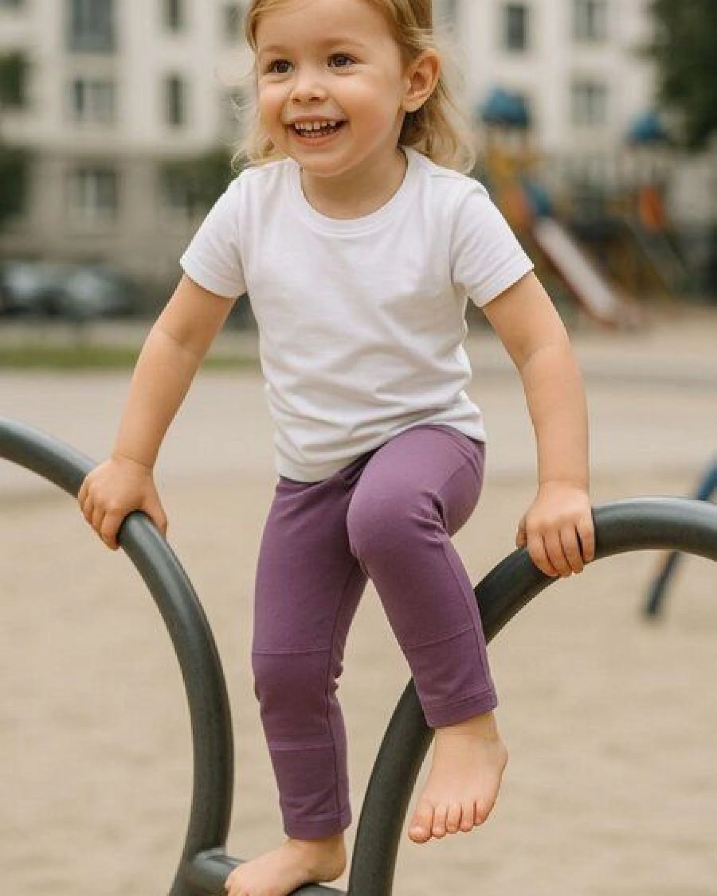 Babbily Sport Leggings aus GOTS-Bio-Baumwolle – verstärkte Knie & weiter Komfortbund, EU-Produktion – Ansicht 4