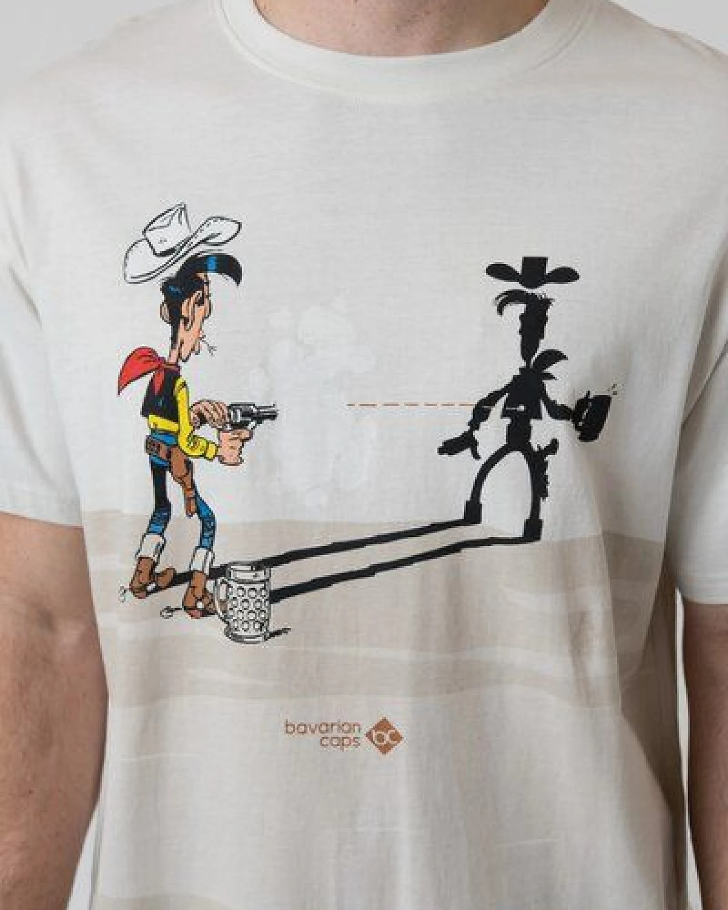 Bavarian Caps Herren T-Shirt Lucky Luke: Schatten - Beige – Ansicht 2
