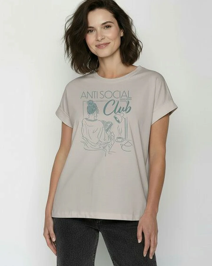GREENBOMB Anti Social Loony - Sportliches T-Shirt aus Bio-Baumwolle mit Rollup Sleeve / hochwertiger Print / GOTS / Fair & Vegan