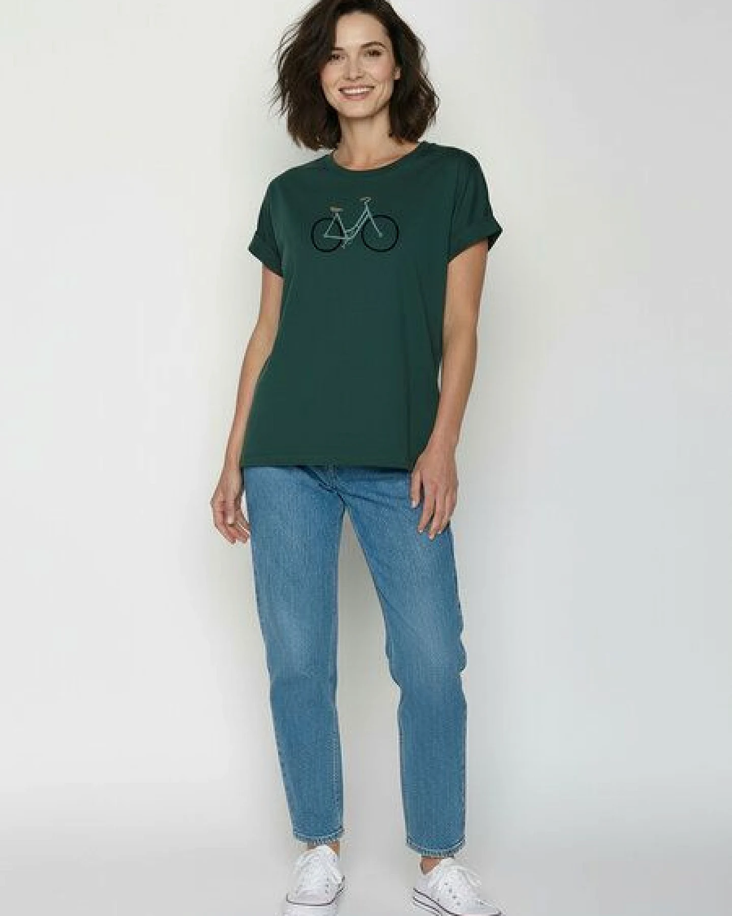 GREENBOMB Bike Freehand Loony - Sportliches T-Shirt aus Bio-Baumwolle mit Rollup Sleeve / hochwertiger Print / GOTS / Fair & Vegan – Ansicht 3