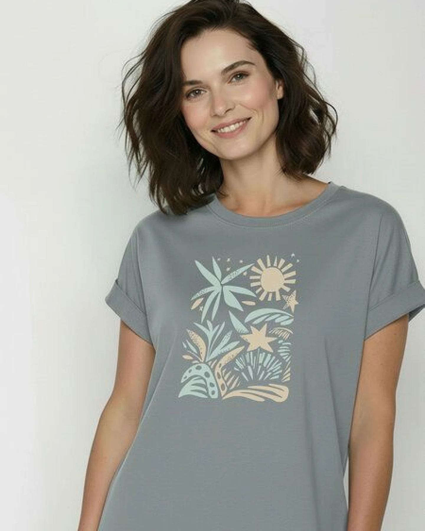 GREENBOMB Plants n Leaves Loony - Sportliches T-Shirt aus Bio-Baumwolle mit Rollup Sleeve / hochwertiger Print / GOTS / Fair & Vegan – Ansicht 2