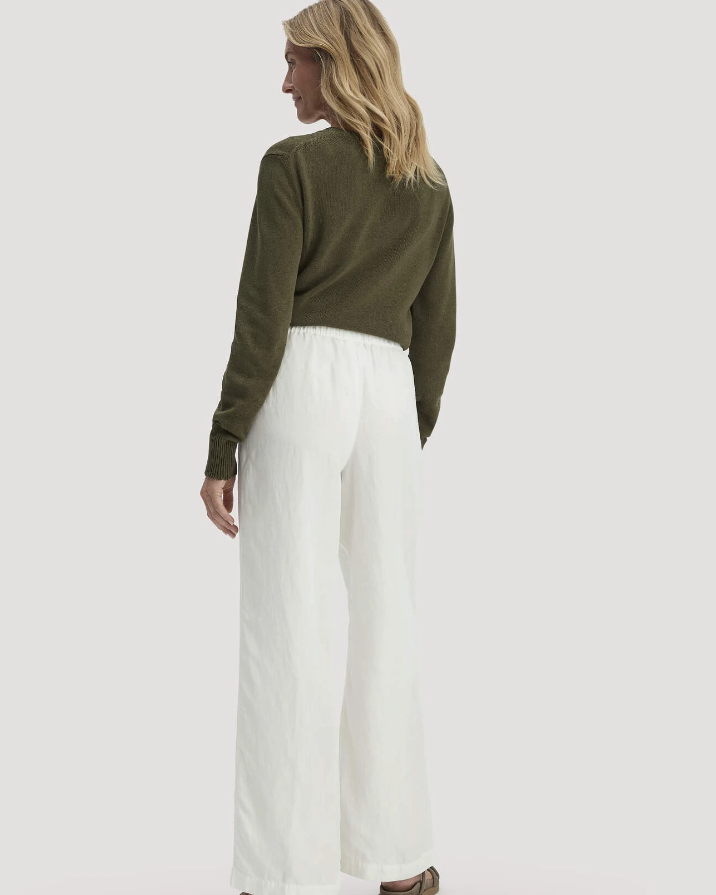hessnatur Damen Hose Wide Leg aus TENCEL™ Lyocell mit Leinen - weiß - Größe 36 – Ansicht 2