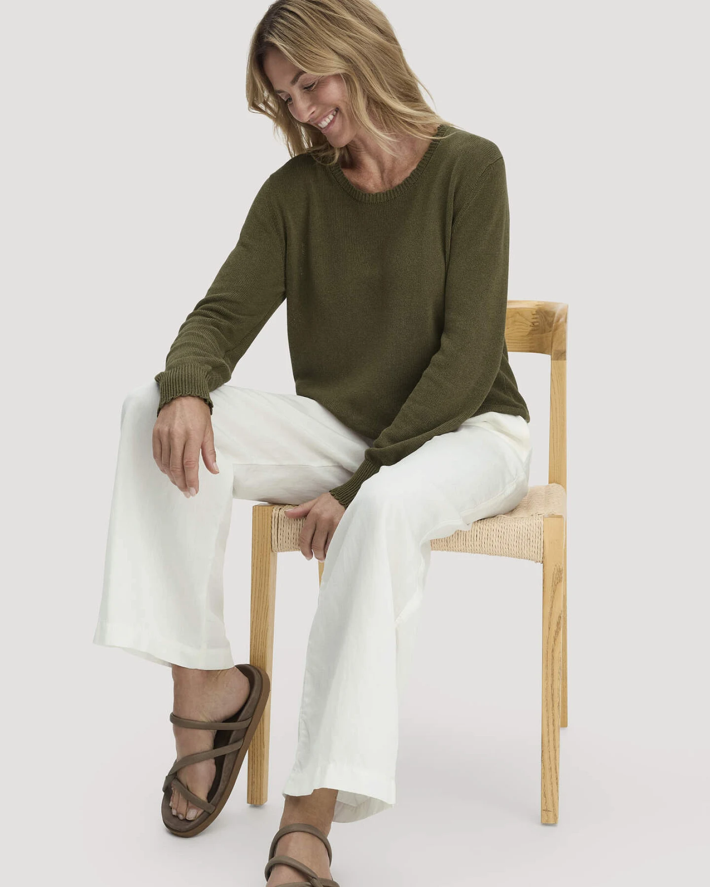 hessnatur Damen Hose Wide Leg aus TENCEL™ Lyocell mit Leinen - weiß - Größe 36 – Ansicht 4